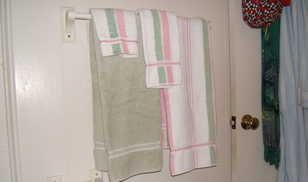 Towels folded on the towel bar